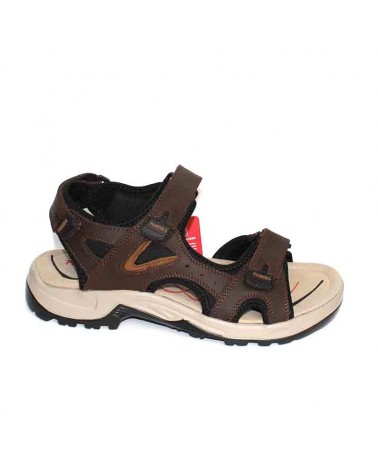 Sandalia de 3velcros marron...